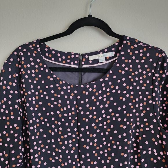 Boden Plus Size 3/4 Flutter Sleeve Black Polka Dot Delia Sheath Dress Size 16 - Picture 10 of 14